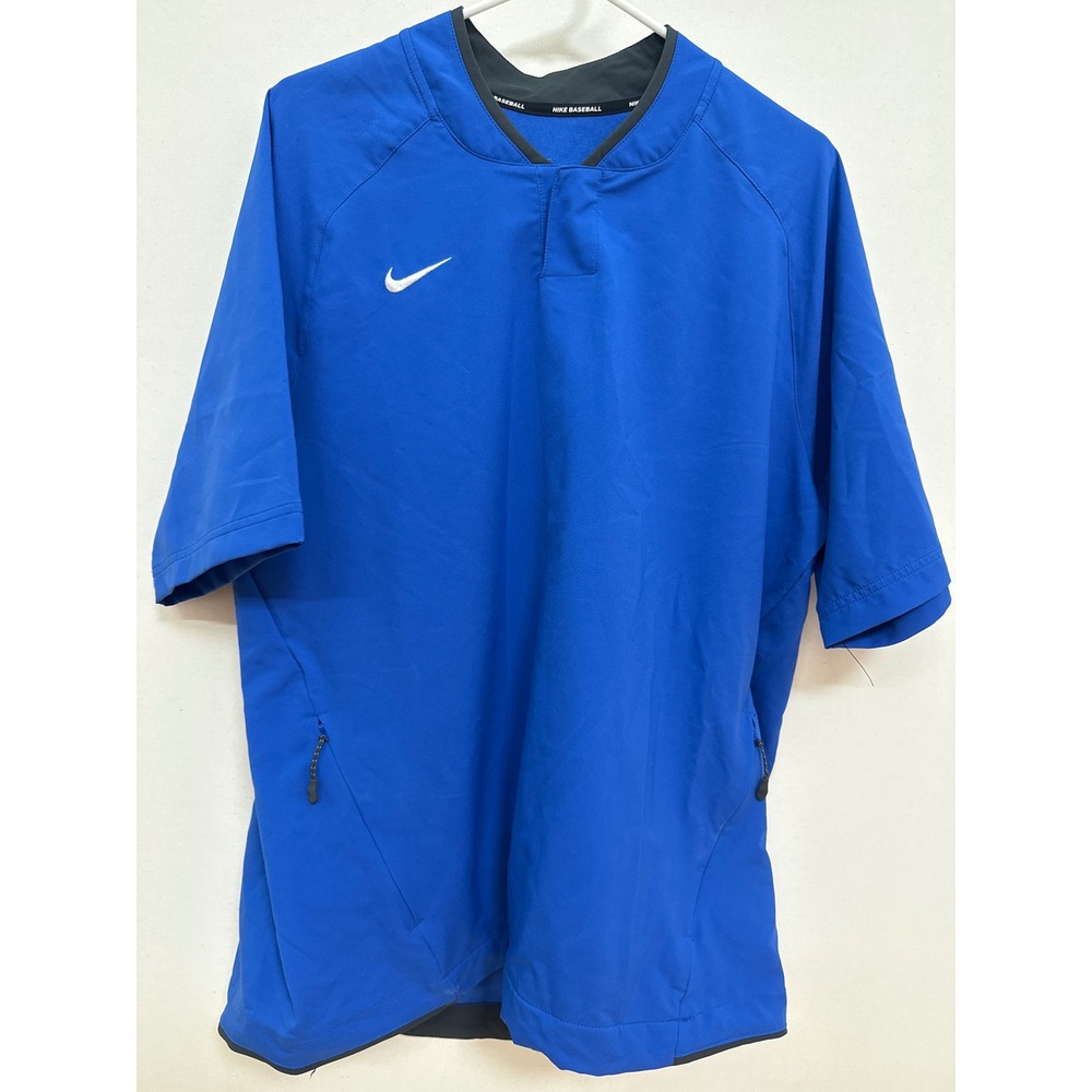 Nike Baseball Mens Blue Short Sleeve Pullover Training Jacket Large